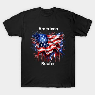 Colorful American Flag t-shirt, roofer T-Shirt
